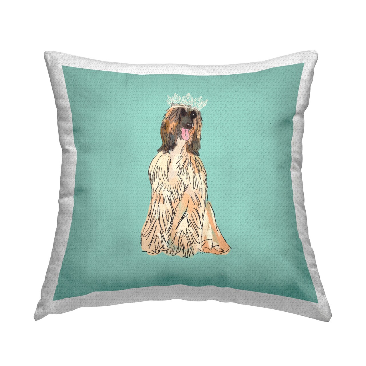 Elegant Dog & Tiara Design by Amelia Noyes Outdoor Printed Pillow